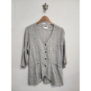 Flax white woven button blouse S